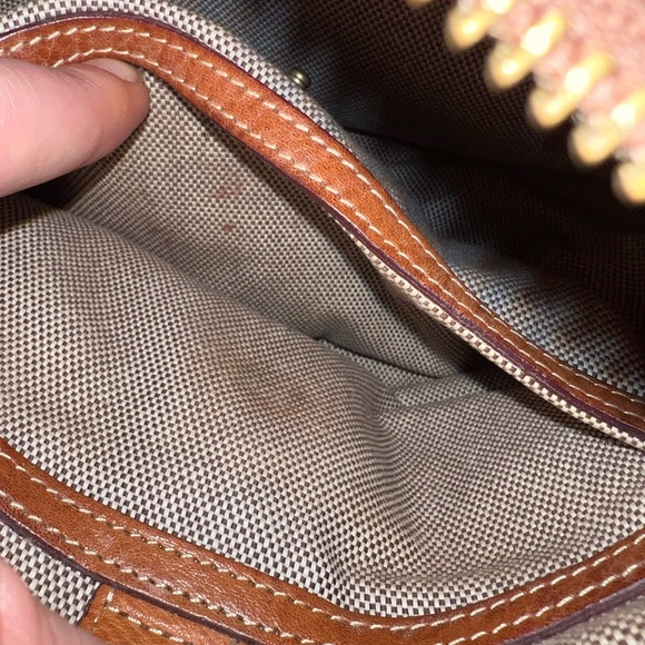 Dooney & Bourke Vintage Florentine Vacchetta Leather Shoulder Satchel Bag Brown - Picture 14 of 16